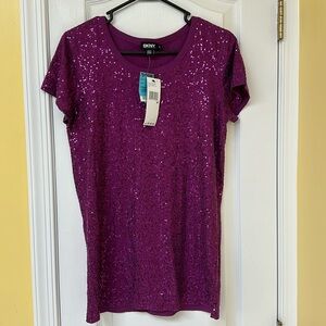 NWT DKNY sequined purple t-shirt